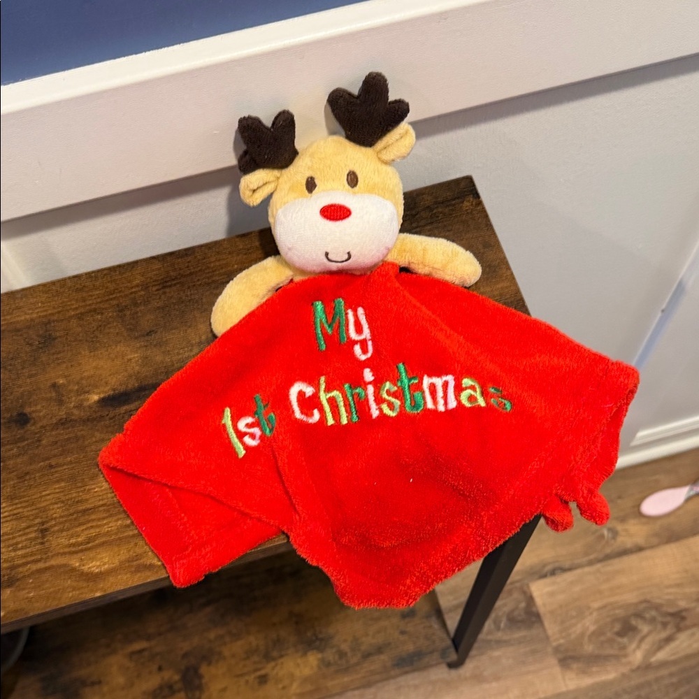 Red My 1st Christmas Reindeer Blanket lovey
